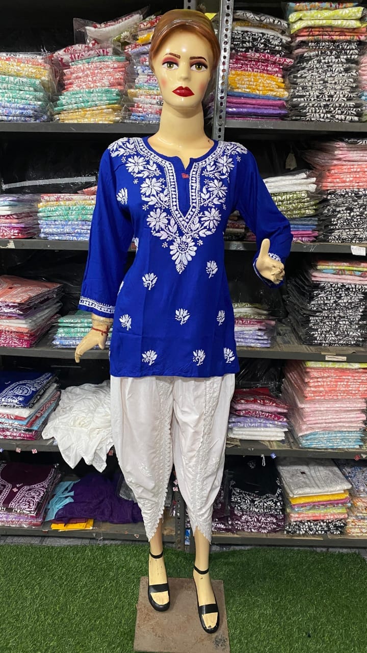 Lucknowi_chikankari_Rayon_short_top