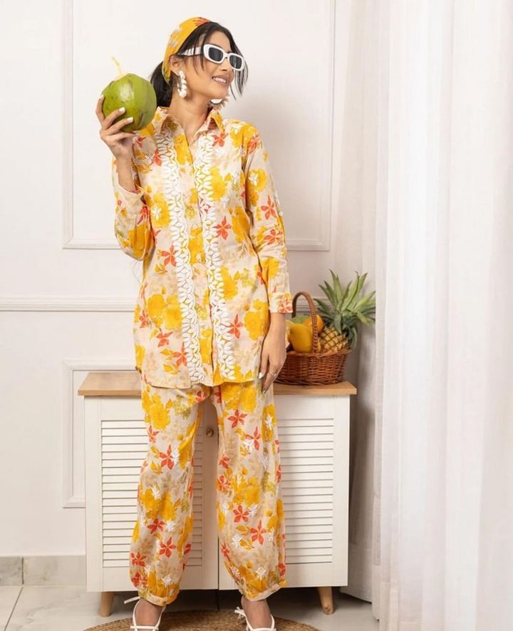 Mul_mul_cotton_printed_kurti_with_pant_co_ord_set