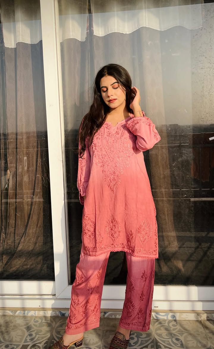 Lucknow_chikankari_modal_rayon_co-ord_set_(round_cut_sleeves)
