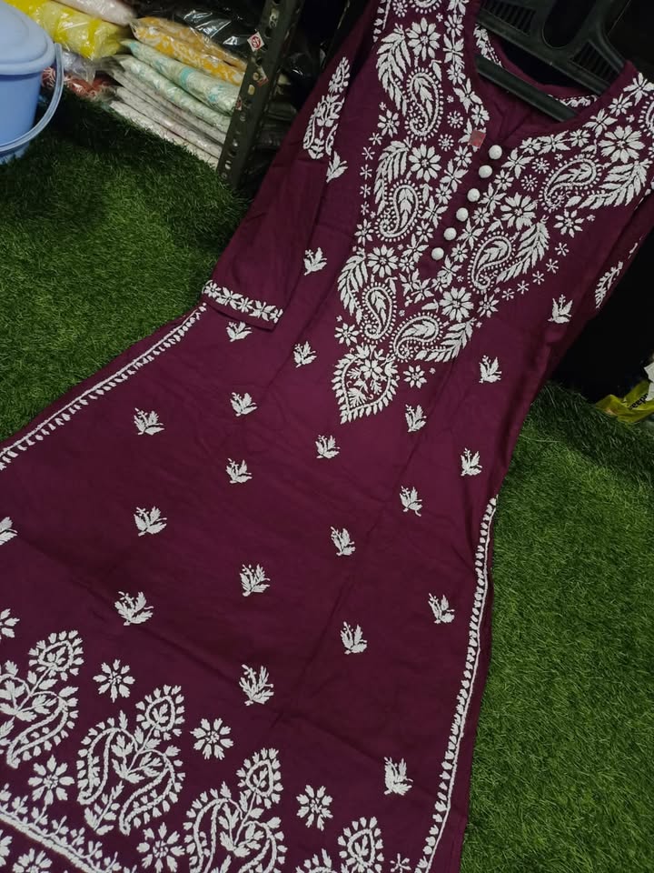 Lucknowi_chikankari_heavy_rayon_gala_daman_kurti