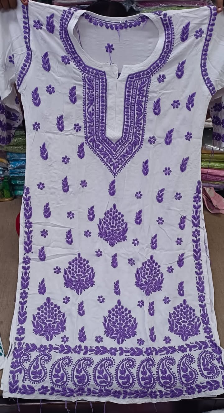 Lucknowi_chikankari_heavy_rayon_colour_thread_work_kurti