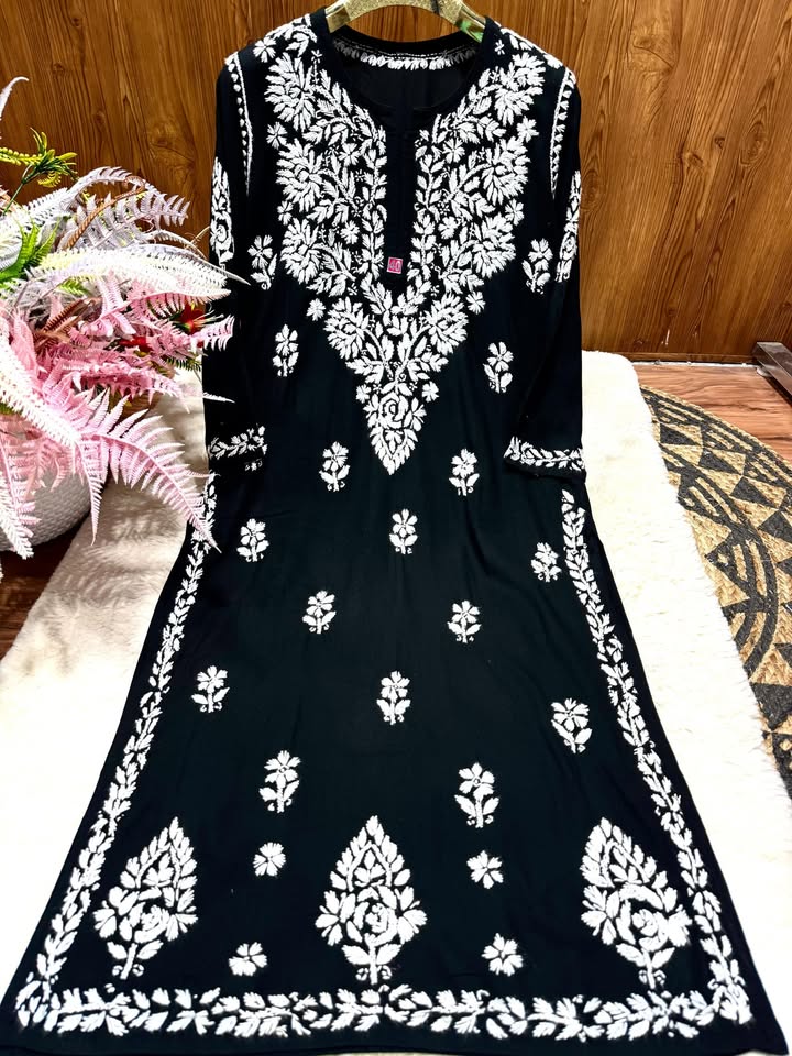Lucknowi_chikankari_heavy_rayon_kurti