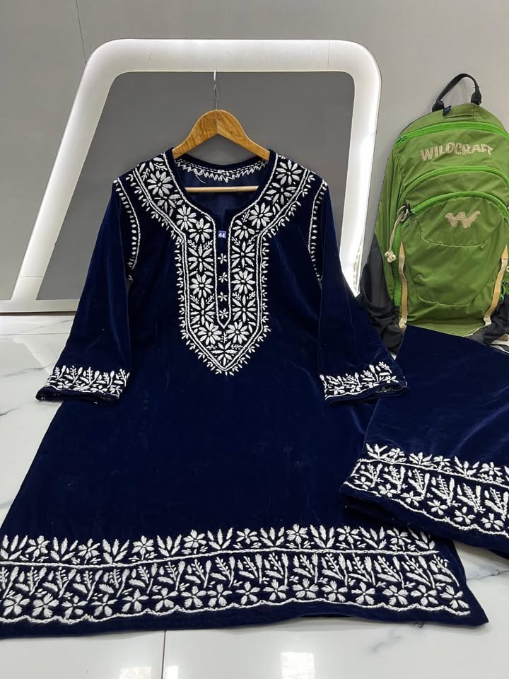 Velvet_kurti_with_plazo_set