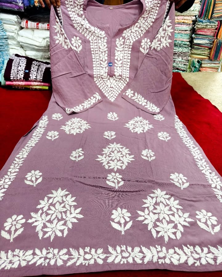 Lucknowi_chikankari_heavy_rayon_kurti