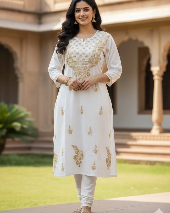 Lucknowi_chikankari_cotton_kurti