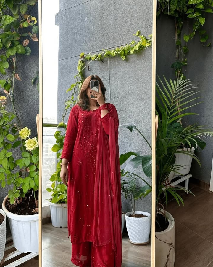 Premium_resham_thread_viscose_gala_buti_kurti_plazo_mukaish_work_with_dupatta_set