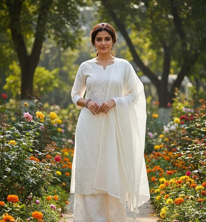 Exclusive_soft_rayon_kurti_plazo_with_chiffon_dupatta_set