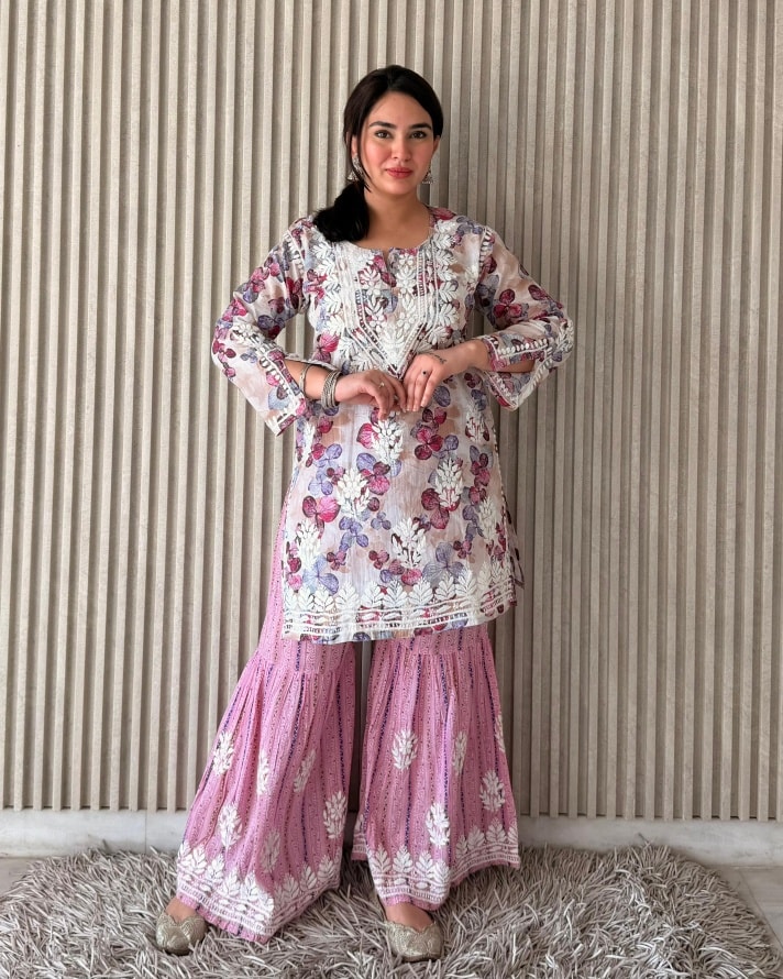 Mul_mul_cotton_printed_kurti_with_gharara_set